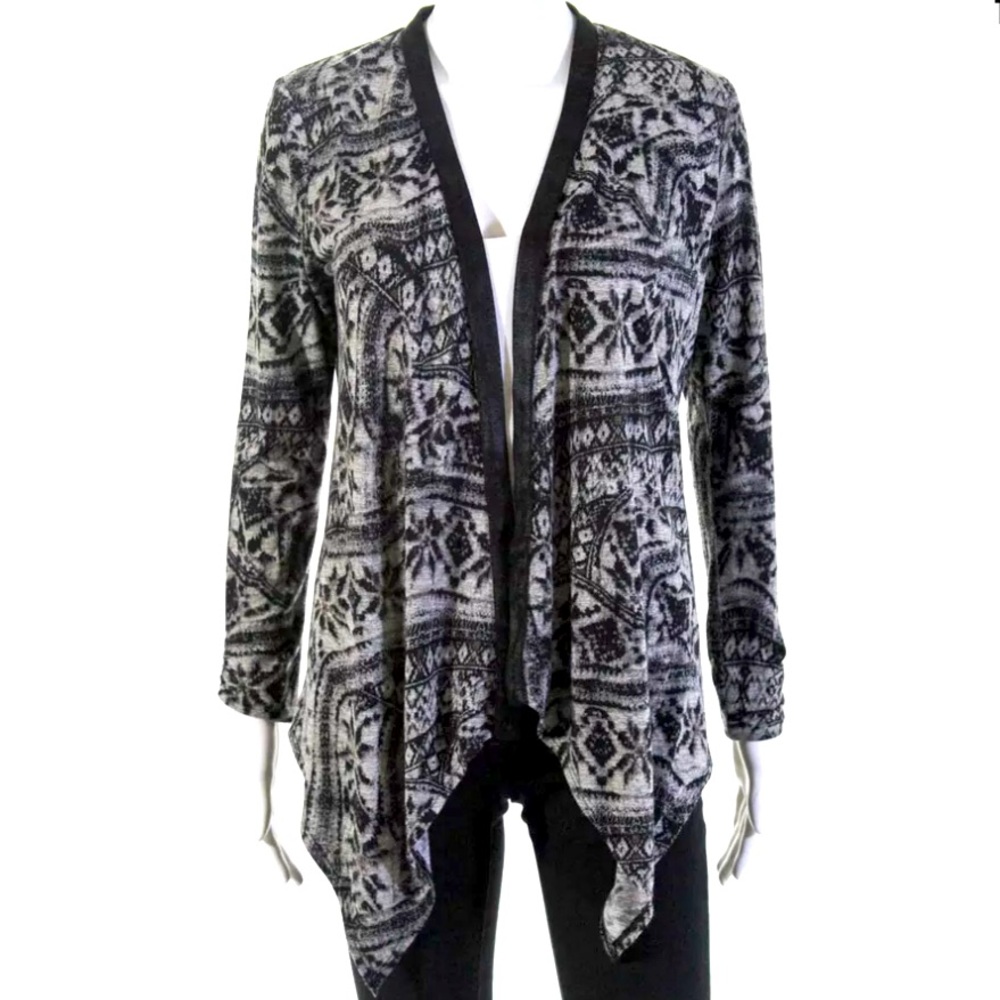 SW3 Bespoke Open Cardigan with Faux Leather Detail